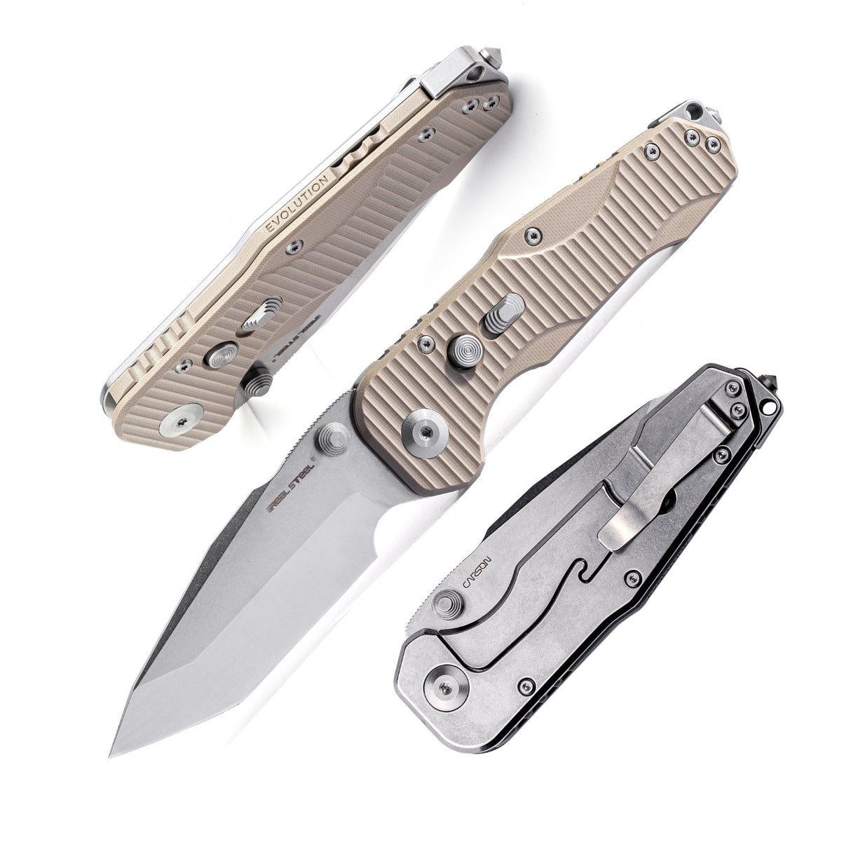 Evolution Ironclad | D2| Steel Frame & G10 | Stonewashed