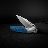 Hoeft | S35VN | Titanium & Blue Damascus G10