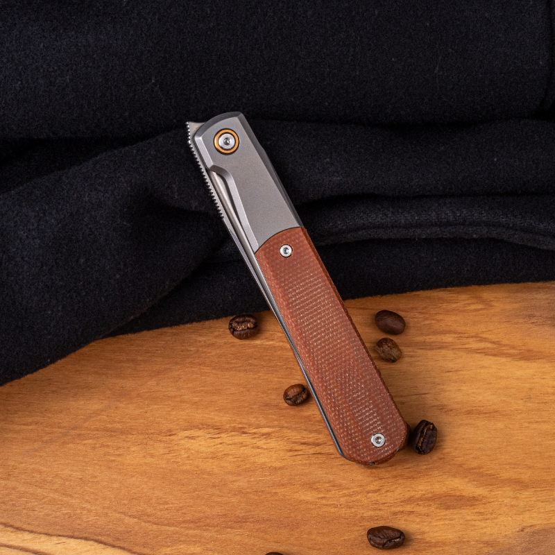 Real Barlow RB-7 | Satin | Titanium & Brown Micarta