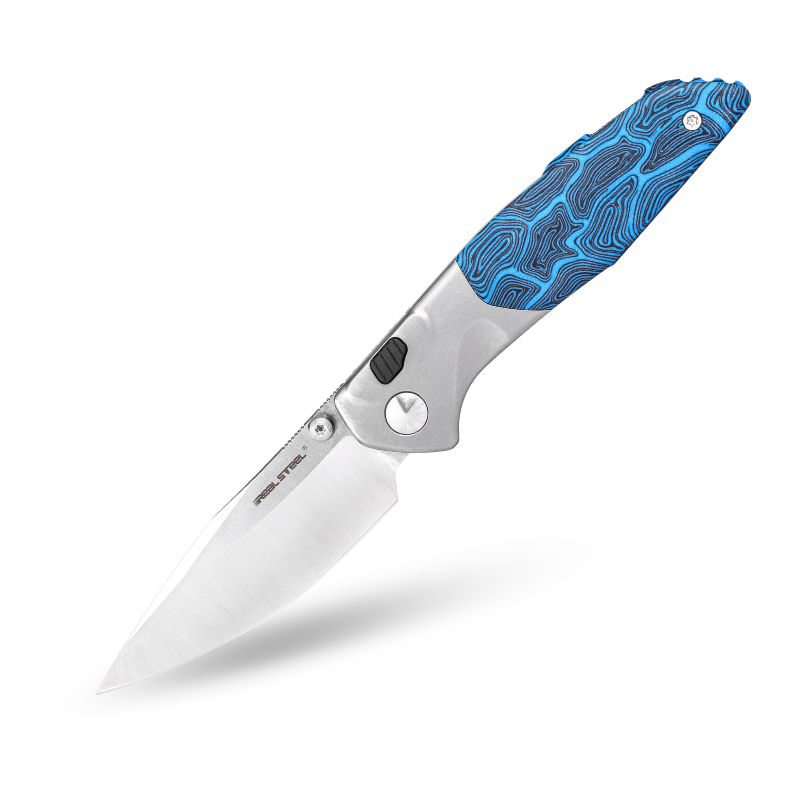 Hoeft | S35VN | Titanium & Blue Damascus G10