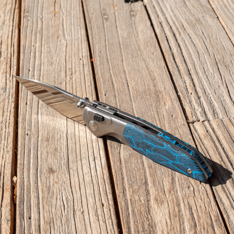 Hoeft | S35VN | Titanium & Blue Damascus G10