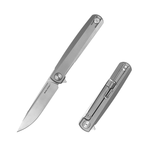 Real Steel G-Frame Frame Lock Flipper Knife -3.39" Bohler N690 Satin Blade, Titanium Handle 7874 99.00 Real Steel Knives www.realsteelknives.com