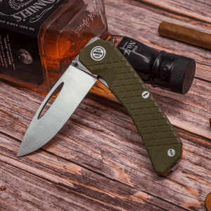 Real Steel Akuma Tactical Flipper Linerlock Knife-3.74" Böhler K110 Blade, OD-Green G10 Handle 9112 67.00 Real Steel Knives www.realsteelknives.com