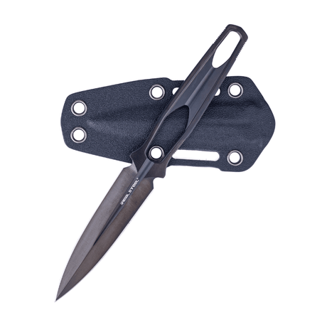 Real Steel Astral Fixed Blade Tactical Knife, Black DLC Coating 3.27″ K110 Double Edged Dagger Blade, Kydex Sheath 3505B 99.00 Real Steel Knives www.realsteelknives.com
