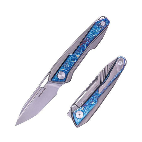 Real Steel Bullet EDC Pocket Knife - Front Flipper with Frame lock (2.91" S35VN Modified Tanto Blade) Titanium Handles with Blue Flash Titanium Inlays 5221BF 245.00 Real Steel Knives www.realsteelknives.com