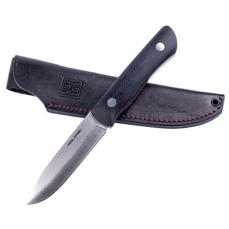 Real Steel Bushcraft III Fixed Knife -4.13" D2 Convex Grind and Black G10 Handle with Red G10 Liner 3725C 69.00 Real Steel Knives www.realsteelknives.com