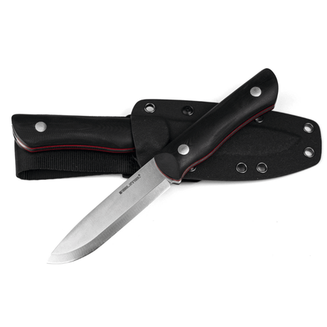 Real Steel Bushcraft III Fixed Knife -4.13" D2 Scandi Grind, Black G10 Handle with Red G10 Liner, Kydex Sheath 3725 69.00 Real Steel Knives www.realsteelknives.com