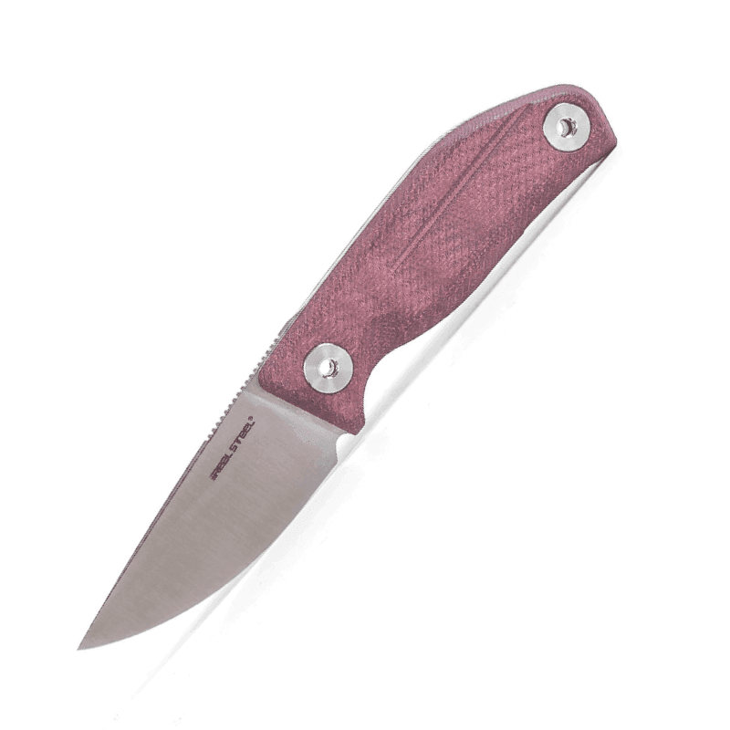 Real Steel CVX80 Bushcraft Fixed Blade Knife - 3.03" Bohler N690 Convex Grind Drop Point Blade, Red Micarta Handle 3564 80.00 Real Steel Knives www.realsteelknives.com