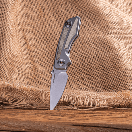 Real Steel Delta 2600 Frame Lock Folding Knife - 2.90" S35VN Blade, Titanium Handles with Green Canvas Micarta Inlays 7101G 136.50 Real Steel Knives www.realsteelknives.com