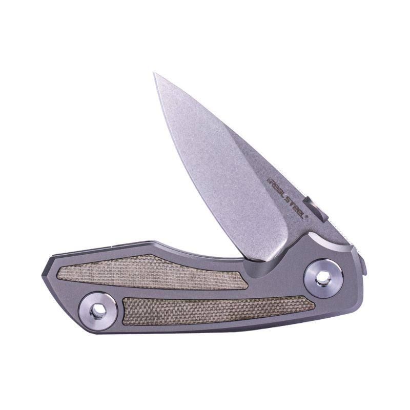 Real Steel Delta 2600 Frame Lock Folding Knife - 2.90" S35VN Blade, Titanium Handles with Green Canvas Micarta Inlays 7101G 136.50 Real Steel Knives www.realsteelknives.com