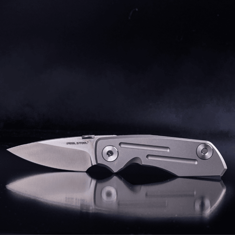 Real Steel Delta 2600 Frame Lock Folding Knife - 2.90" S35VN Satin Drop Point Blade, Titanium TC4 Handle 7101 119.00 Real Steel Knives www.realsteelknives.com