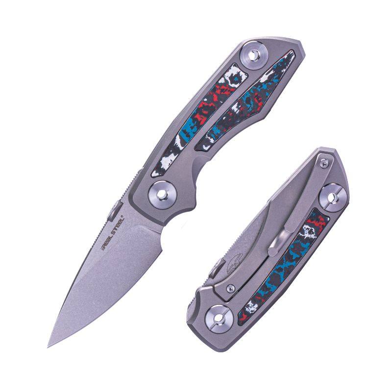 Real Steel Delta 2600 Frame Lock Folding Knife - 2.90" S35VN Stonewashed Drop Point Blade, Titanium Handles with Nebula FatCarbon Inlays knife Real Steel Knives Real Steel Knives www.realsteelknives.com