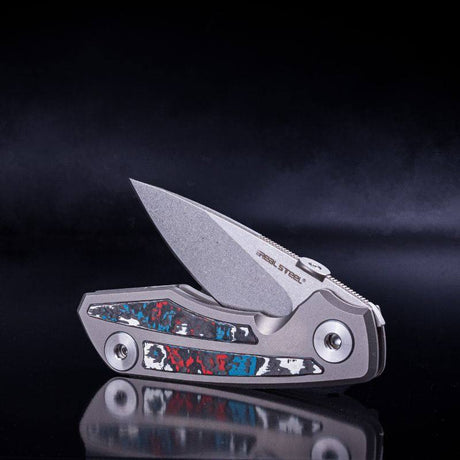 Real Steel Delta 2600 Frame Lock Folding Knife - 2.90" S35VN Stonewashed Drop Point Blade, Titanium Handles with Nebula FatCarbon Inlays knife Real Steel Knives Real Steel Knives www.realsteelknives.com
