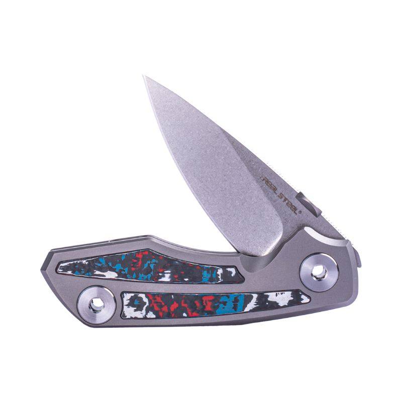 Real Steel Delta 2600 Frame Lock Folding Knife - 2.90" S35VN Stonewashed Drop Point Blade, Titanium Handles with Nebula FatCarbon Inlays knife Real Steel Knives Real Steel Knives www.realsteelknives.com