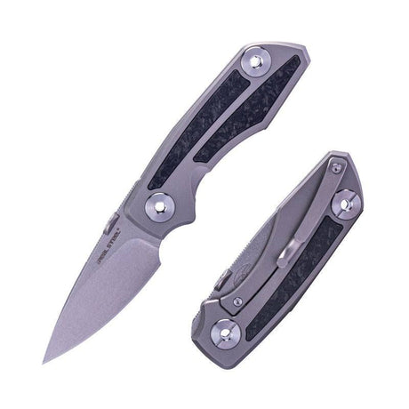 Real Steel Delta 2600 Frame Lock Folding Knife - 2.90" S35VN Stonewashed Drop Point Blade, Titanium Handles with Shredded Carbon Fiber Inlays 7101CF 136.50 Real Steel Knives www.realsteelknives.com
