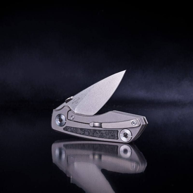 Real Steel Delta 2600 Frame Lock Folding Knife - 2.90" S35VN Stonewashed Drop Point Blade, Titanium Handles with Shredded Carbon Fiber Inlays 7101CF 136.50 Real Steel Knives www.realsteelknives.com