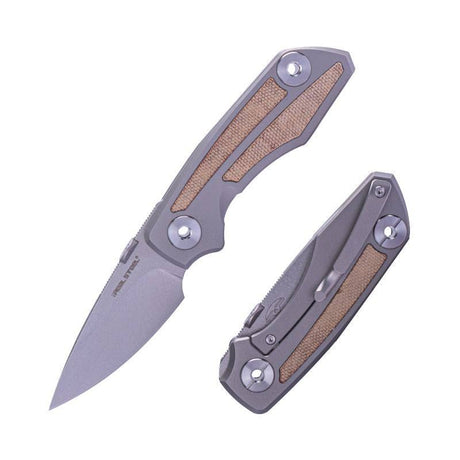 Real Steel Delta 2600 Frame Lock Folding Knife - 2.90" S35VN Stonewashed Drop Point Blade, Titanium with Natural Canvas Micarta Inlays 7101N 136.50 Real Steel Knives www.realsteelknives.com