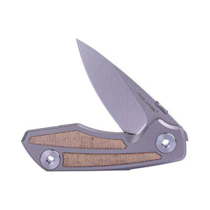 Real Steel Delta 2600 Frame Lock Folding Knife - 2.90" S35VN Stonewashed Drop Point Blade, Titanium with Natural Canvas Micarta Inlays 7101N 136.50 Real Steel Knives www.realsteelknives.com