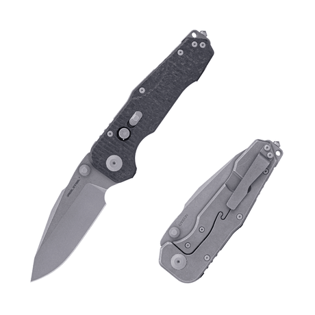Real Steel Evolution Frame Lock & Button Unlocking Heavy Duty Tactical Knife, 3.78" S35VN Drop Point Blade, Shred Carbon Fiber / Titanium Handle 9913 255.00 Real Steel Knives www.realsteelknives.com