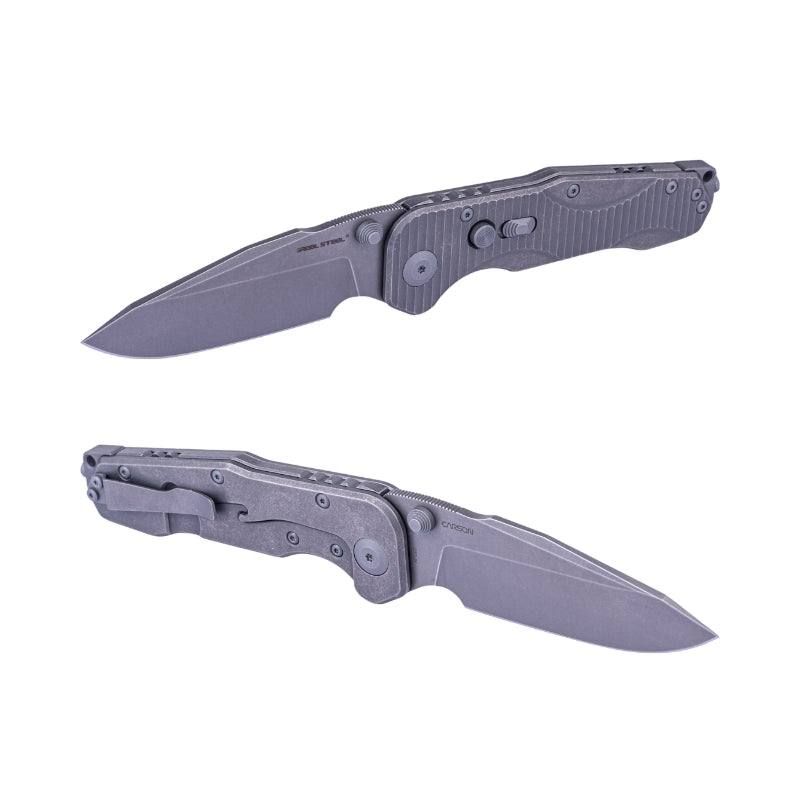 Real Steel Evolution Frame Lock & Button Unlocking Heavy Duty Tactical Knife, 3.78" S35VN Drop Point Blade, Titanium Handle 9911 255.00 Real Steel Knives www.realsteelknives.com