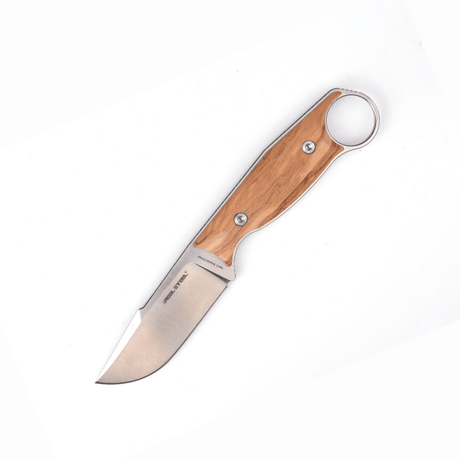 Real Steel Furrier Fixed Knife- 2.99" Bohler N690 Satin Harpoon Blade, Olive Wood Handle ,Leather Sheath 3612W 66.00 Real Steel Knives www.realsteelknives.com