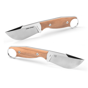 Real Steel Furrier Fixed Knife- 2.99" Bohler N690 Skinner Blade, Olive Wood Handle with Finger Ring 3611W 66.00 Real Steel Knives www.realsteelknives.com