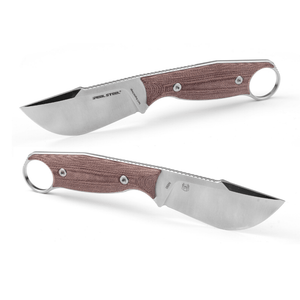 Real Steel Furrier Fixed Knife- 2.99" Bohler N690 Skinner Blade, Red Micarta Handle with Finger Ring 3611RM 63.00 Real Steel Knives www.realsteelknives.com