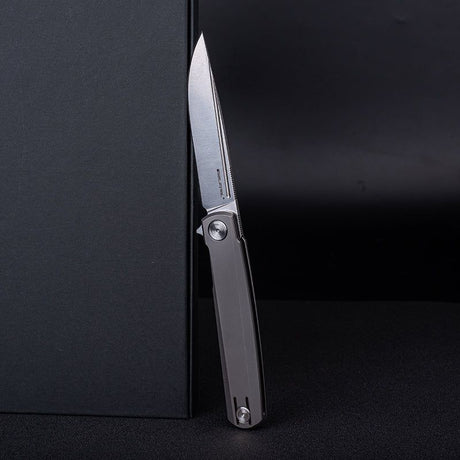 Real Steel G-Frame Frame Lock Flipper Knife -3.39" Bohler N690 Satin Blade, Titanium Handle 7874 99.00 Real Steel Knives www.realsteelknives.com