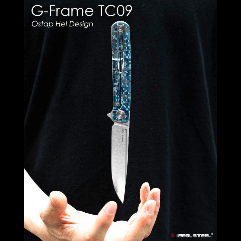 Real Steel G-Frame TC Series EDC Frame Lock Folding Knife-3.39" Bohler N690 Blade and TC Handle 7874TC09 99.00 Real Steel Knives www.realsteelknives.com