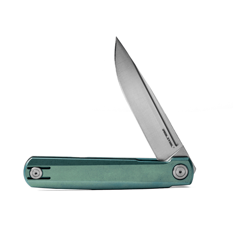 Real Steel G-Frame TS Titan EDC Urban Frame Lock Pocket Knife-3.39" Bohler N690 Blade And Anodized Titanium Handle 7874TS02 99.00 Real Steel Knives www.realsteelknives.com