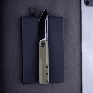 Real Steel G-Tanto EDC Double Detent Ball Lock Folding Knife-2.64" Nitro-V Black Two-Tone Finish Tanto Blade and OD Green G10 7801GT 58.50 Real Steel Knives www.realsteelknives.com