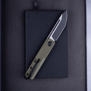 Real Steel G-Tanto EDC Double Detent Ball Lock Folding Knife-2.64" Nitro-V Black Two-Tone Finish Tanto Blade and OD Green G10 7801GT 58.50 Real Steel Knives www.realsteelknives.com