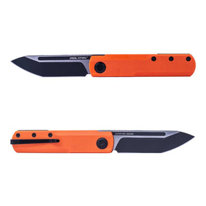 Real Steel G-Tanto EDC Double Detent Ball Lock Folding Knife-2.64" Nitro-V Black Two-Tone Finish Tanto Blade and Orange G10 7801OB 58.50 Real Steel Knives www.realsteelknives.com