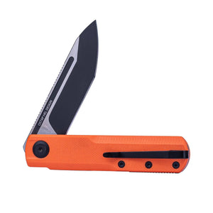 Real Steel G-Tanto EDC Double Detent Ball Lock Folding Knife-2.64" Nitro-V Black Two-Tone Finish Tanto Blade and Orange G10 7801OB 58.50 Real Steel Knives www.realsteelknives.com