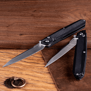 Real Steel G5 Metamorph Button Lock Folding Knife - 3.62" Alleima 14C28N Plain Blade, Black G10 Handle 7831B 63.00 Real Steel Knives www.realsteelknives.com