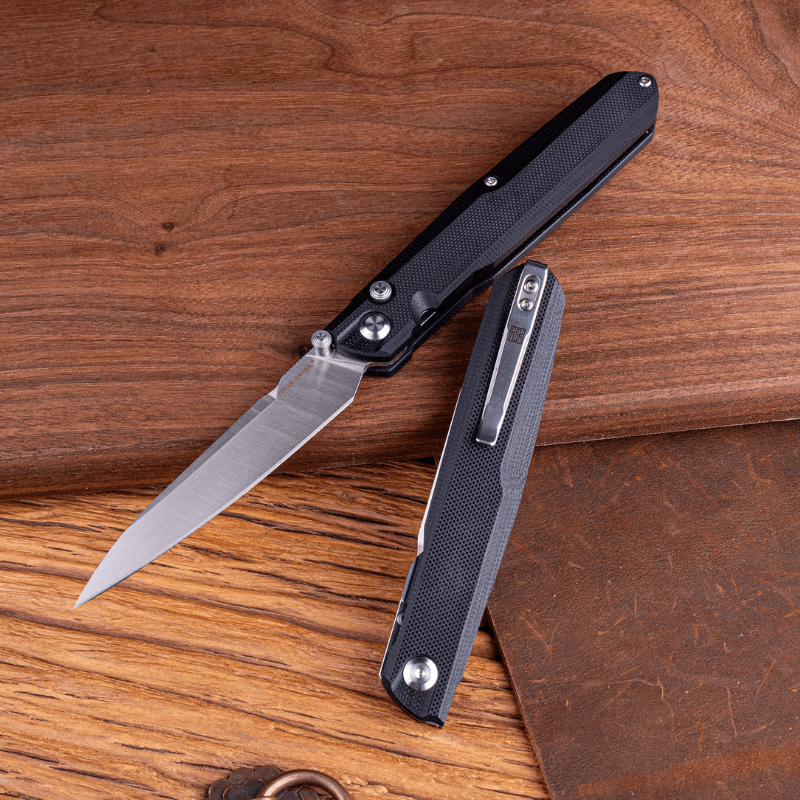 Real Steel G5 Metamorph Button Lock Folding Knife - 3.62" Alleima 14C28N Plain Blade, Black G10 Handle 7831B 63.00 Real Steel Knives www.realsteelknives.com