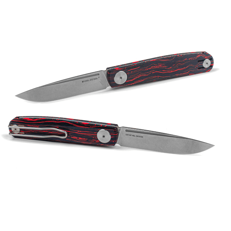 Real Steel Gslip Compact EDC Slip Joint Folding Knife-3.07" VG-10 Blade, Ocean Red Damascus G10 Handle 7865OR 49.00 Real Steel Knives www.realsteelknives.com