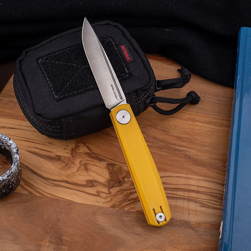 Real Steel Gslip Slipjoint Folding Knife -3.46" VG-10 Blade, Yellow G10 Handle 7843S 52.00 Real Steel Knives www.realsteelknives.com