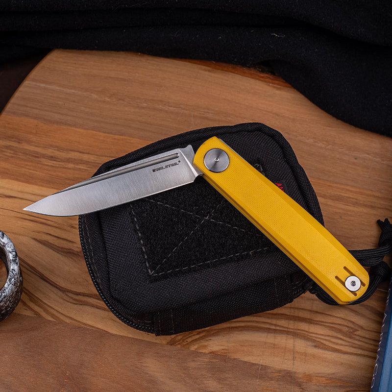 Real Steel Gslip Slipjoint Folding Knife -3.46" VG-10 Blade, Yellow G10 Handle 7843S 52.00 Real Steel Knives www.realsteelknives.com