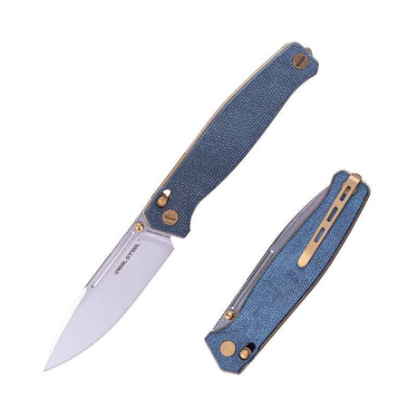 Real Steel Huginn EDC Knife: VG-10 Tactical Folding Blade with Denim Micarta Handle 7651DM 89.00 Real Steel Knives www.realsteelknives.com