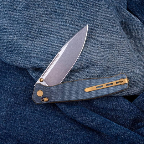 Real Steel Huginn EDC Knife: VG-10 Tactical Folding Blade with Denim Micarta Handle 7651DM 89.00 Real Steel Knives www.realsteelknives.com