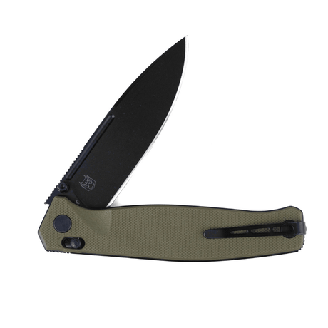 Real Steel Huginn Tactical Crossbar Lock Folding Knife -Black 3.66" VG-10 Blade and OD Green G10 Handle 7652GB 89.00 Real Steel Knives www.realsteelknives.com