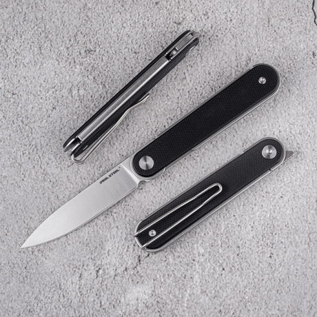 Real Steel IRIS Front Flipper Knife 2.95" 12C27 Satin Drop Point Blade, Black G10 Handle, Liner Lock 8061BB 39.50 Real Steel Knives www.realsteelknives.com