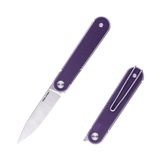 Real Steel IRIS Front Flipper Knife 2.95" 12C27 Satin Drop Point Blade, Purple G10 Handle, Liner Lock 8061BP 39.50 Real Steel Knives www.realsteelknives.com