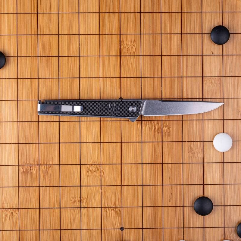 Real Steel Kikashi Flipper Knife 3.54" Alleima 14C28N Stonewash ‎Blade, Liner Lock, G10/Carbon Fiber laminate 8071CS 49.50 Real Steel Knives www.realsteelknives.com