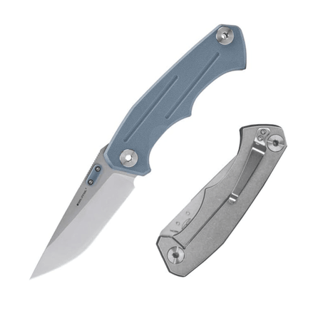 Real Steel Knives 3701 Crusader Folding Knife 3.75" Stonewashed Alleima 14C28N Blade, G10 with Stainless Steel Back Handle 7442 55.00 Real Steel Knives www.realsteelknives.com