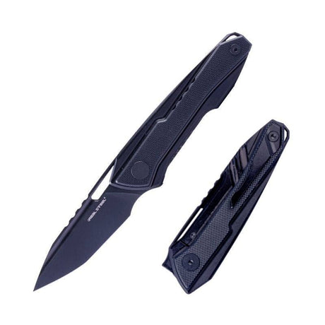 Real Steel Knives Bullet Frame Lock Front Flipper Knife 2.91" S35VN Modified Tanto Blade, Black Titanium Handles with Black G10 Inlays 5221B 129.00 Real Steel Knives www.realsteelknives.com