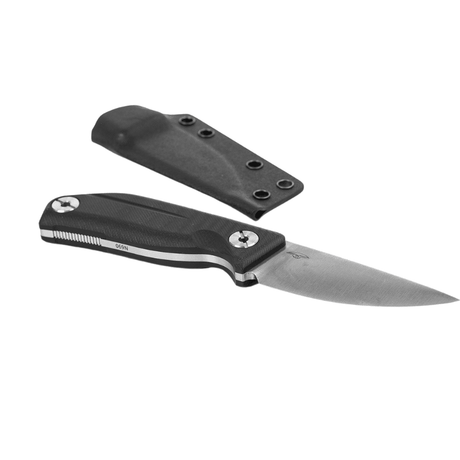 Real Steel Knives CVX-80 Bushcraft Fixed Blade Knife 3.03" N690 Satin Drop Point Blade, Black G10 Handles, Black Kydex Sheath 3561 80.00 Real Steel Knives www.realsteelknives.com