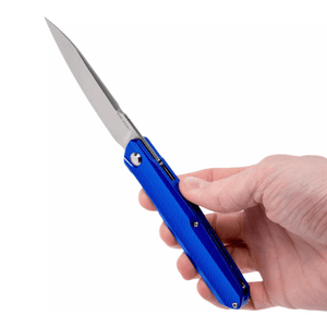 Real Steel Knives G5 Metamorph Mk II Front Flipper-Liner Lock Knife, 3.54" Alleima 14C28N Satin Blade, Textured Intense Blue Aluminum Handle 7838 55.00 Real Steel Knives www.realsteelknives.com