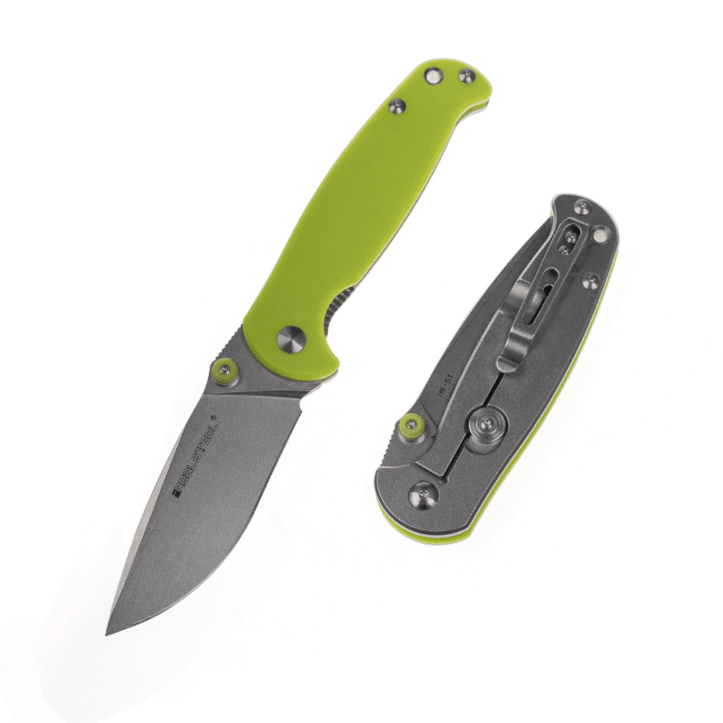 Real Steel Knives H6-S1 Frame Lock Folding Knife 3.39" Sandvik 14C28N Stonewashed Plain Blade, Fruit Green G10 and Stainless Steel Handle 7775 55.50 Real Steel Knives www.realsteelknives.com